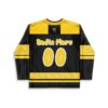 Black and yellow cartoon-style jersey with “Badtz Maru” and “00,” back view