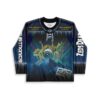 Front view of neon aurora alien graphic with TAPE B cassette and DECADENCE COLORADO text