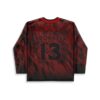 Dark red slasher jersey featuring distressed red-black pattern and oversized number 13, back view
