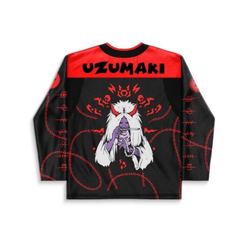 Black and red chain pattern with horned fantasy figure and bold lettering, back festival jersey