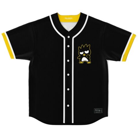 Black spiky cartoon bird jersey with yellow-white trim and chest graphic, front view