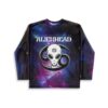 Purple nebula jersey back view with readable ALIENHEAD text and a stylized alien emblem
