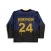 Starfield galaxy back jersey with dripping gold “HONEYMOON” and number 24, shown flat
