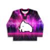 Pink synthwave energy jersey front with white cartoon-style animal silhouette and lace-up collar, shown flat