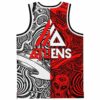 Back view of red and white psychedelic swirl design with alien illustration and ATLiENS text