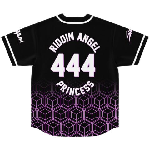 Black geometric cube pattern with RIDOIM ANGEL, 444, and PRINCESS lettering, back view