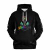 Black hoodie with colorful graphic design and 'glamazon' text