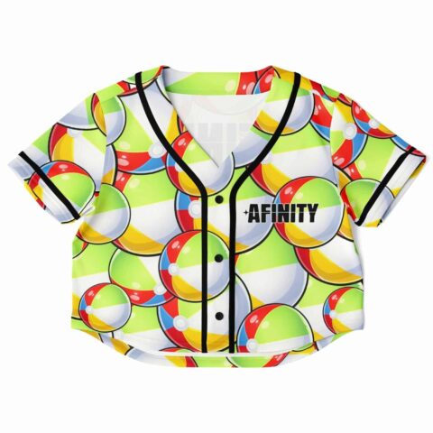 Packed cluster bubble-print rave baseball jersey front view with black trim and AFINITY text
