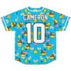 Back-view jersey displays "CAMERON" and number "10" over a cyan cartoon rubber duck pattern