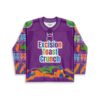 Purple cereal box jersey with Toast Crunch text and colorful cartoon waves, front view