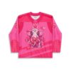 Hot pink ornate elephant graphic with hearts and lace-up front, shown in a front view