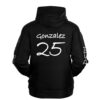 Back view of black hoodie showing 'Gonzalez' name and number '25'