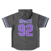 Back view charcoal topographic contour pattern with SPACE 92 in oversized purple lettering
