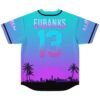 Miami sunset skyline gradient jersey back with EUBANKS and number 13, shown flat