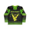 Alien invasion back design with “INVADE!” and “THEY’RE COMING.” text