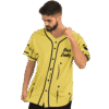 Mustard yellow crude hand-drawn pattern with “Rave Daddy” text, worn front view