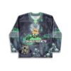 Haunted forest front view featuring a green one-eyed monster, skeletons, mushrooms, and neon accents