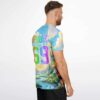 Side view of the colorful rave soccer jersey showing vibrant design details