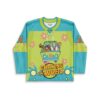 Lime green floral rave jersey with cartoon van scene and “CHASING THE WUBS” text