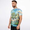Side profile of a model in the vibrant bear rave soccer jersey
