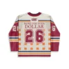 Retro grocery jersey back view with maroon sleeves, stripes, “MORE FOR YOUR DOLLAR,” and 26