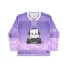 Lavender purple kawaii DJ bear design with stars and clouds, front view festival jersey