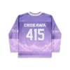 Lavender purple starry cloud pattern with bold 415 lettering, back view festival jersey