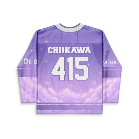 Lavender purple starry cloud pattern with bold 415 lettering, back view festival jersey