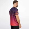 Side view of the Armin van Buuren fan rave soccer jersey on a model, showing the A State of Trance sleeve logo and red and gold stripe cuffs