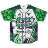 Green purple puzzle graphic with “RIDDIM ME THIS, RIDDIM ME THAT,” front view flat lay