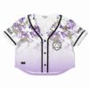 Lavender floral rave cropped baseball jersey front view with flower print