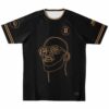 Black and gold line art rave soccer jersey, front view