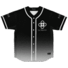 Black-to-gray gradient jersey front features interlocking white rings and “San Francisco” lettering