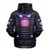Back view of black mech armor pattern with glowing panels and ASTRO AVE chest display