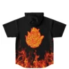 Flame-print back with “HERE FOR A GOOD TIME NOT A LONG TIME” hooded jersey