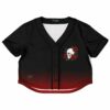 Skull and rose rave cropped baseball jersey in black with red gradient