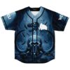 Dark navy Underwater Skull and Tentacle design with white creature emblem, button-front festival jersey