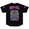 Psychedelic butterfly and flowers on a colorful galaxy starfield, back view of festival jersey