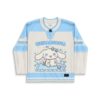 Cream-and-blue color-block jersey back featuring TBURD 444 lettering and contrasting striped sleeves
