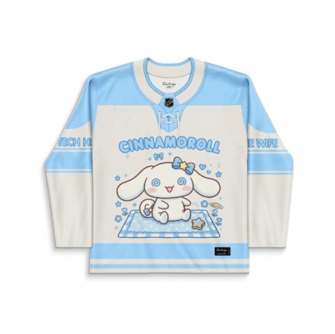 Cream-and-blue color-block jersey back featuring TBURD 444 lettering and contrasting striped sleeves