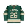 Forest green vintage jersey featuring cream number 26, graffiti-style “Off The Trees” text, back view