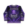 Purple cosmic lightning design with mountain emblem and “BASS CANYON” text, back view