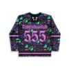 Occult neon collage jersey featuring “Riddimwitch” and 555, back view on white background