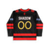 Black-and-red anime-inspired jersey back with SHADOW name and gold 00 numbering, rear view