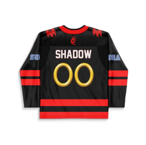 Black-and-red anime-inspired jersey back with SHADOW name and gold 00 numbering, rear view