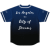 Navy-to-black city gradient jersey back with “Los Angeles is a City of Dreams” script text