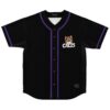 Black jersey with purple piping, brown dog graphic and CAL25 lettering, front view