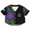Neon mandala rave cropped baseball jersey front view with Mexican eagle chest crest