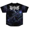 Deep space sci-fi jersey back with VETHRA text and glowing futuristic space station, displayed flat