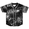Black and white sparkling bokeh pattern with lotus and MUSIC VIBE text, front view